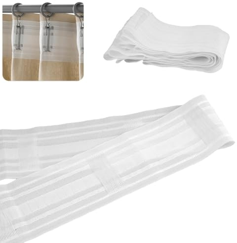 Fyrdm 85mm x 4m Schlaufenband für Gardinen, Reiband für Gardinens | Universal Kräuselband, Gardinen-Faltenband, Weiß Reihband Vorhang Faltenband, Gardinens Kräuselband zum Aufnähen