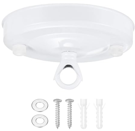 XBAIPIN Soporte Lámpara Techo Con Accesorios - Rosetón 1 Agujero de Cableado, Ganchos y Placa Para Colgar o Decorar Lámpara