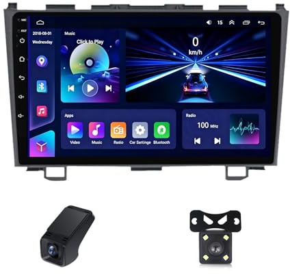 Autoradio Android 14 per Honda CRV CR-V 3 RE 2006-2012 Qled Touchscreen Stereo 8-Core/Wi-Fi+4G LTE/CarPlay/Android Auto/Bluetooth 5.0/EQ/Radio FM AM RDS/GPS/Schermo Diviso/ADAS DVR(X10)