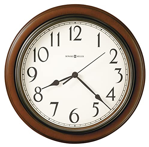 Howard Miller Orologio da parete Kalvin 625-418 - Cassa rifinita in ciliegio marrone medio, accenti grigio antracite, decorazioni per la casa moderna