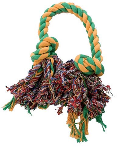 Happy Pet King Size Rope Tug Dog Toy Durable Strong Tough Fun Interactive Chewing Outdoor Playing Fetch Retrieve Tugging for Small Medium Large Breeds