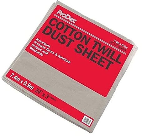 ProDec 24ft x 3ft Stairway Cotton Dust Sheet for Decorating, Carpet Protector, Washable Drop Cloth, Paint Shield, Painting Sheets, Heavy Duty Dust Sheets for Furniture, Paint Cloth