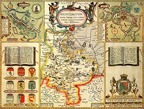 Ryco Originals HUNT1 Huntingdonshire Historical Map 1000 Piece Jigsaw Puzzle (1610). Free Print