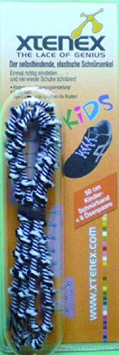 Xtenex Schnürsenkel Kids, Schwarz/Weiß, 50 cm, 0836671006023