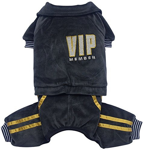 Doggy Dolly DRF010 Jogginganzug für Hunde VIP, schwarz, Winter, Größe : S