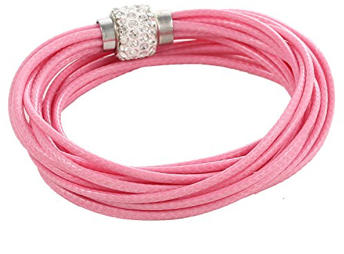 Morella Damen Wickelarmband rosa Zirkoniasteinen weiß und Magnetverschluss