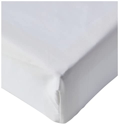 Amazon Basics Spannbettlaken, 180 x 200 x 30 cm, 100% Baumwolle, Satin Fadenzahl 400 Spannbetttuch - Matratzenhöhe bis 30 cm, Weiß