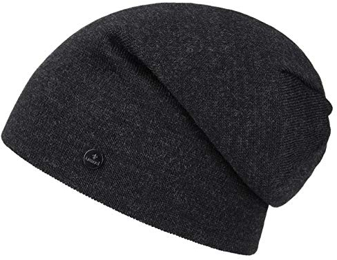 LIERYS Fine Merino Long Beanie Strickmütze Herren Damen Kinder Made in Germany Herbst Winter anthrazit One Size