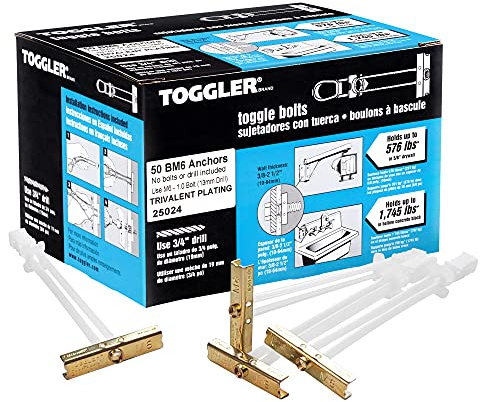 Toggler Hohlraumanker M6 (für Plattenstärke 10-92 mm, für schwere Belastungen, Durchmesser Bohrloch 13 mm, 50 Stück) 25024