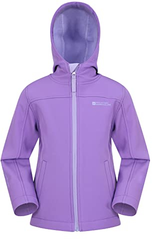 Mountain Warehouse Veste Enfant Exodus Softshell - Coupe-Vent, Imperméable Fille Et Garçon, Veste Polaire Unisexe, Veste À Capuche Conçue pour Sport Et Voyage Violet Lumineux 9-10 Ans