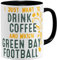 OM3® - Green-Bay-Coffee - Tasse | Keramik Becher | American Football Mug | 11oz 325ml | Beidseitig Bedruckt | Schwarz