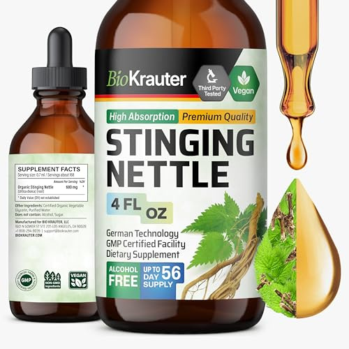 BIO KRAUTER® Stinging Nettle for Seasonal Support - Stinging Nettle Root Tincture (Urtica Dioica) 680 mg for Urinary Tract & Immune Support - 4 Fl.Oz., 56 Days of Supply, Sugar & Alcohol Free