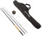 Wakeman 3-teiliges Fliegenfischer-Kombi-Starter-Set – 244 cm Faltbare Fiberglas- und Kork-Angelrute mit Etui und Zubehör (schwarz)