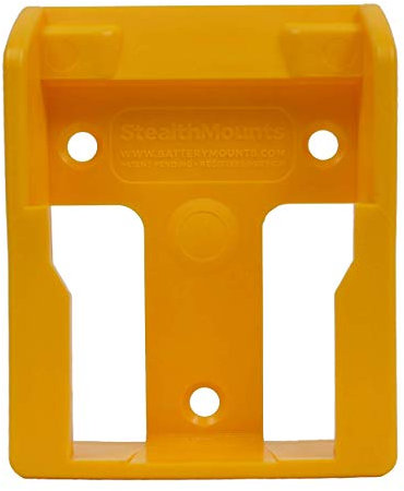 StealthMounts Battery Mounts for DeWalt MAX + XR + Flexvolt | Cordless Battery Holders for DeWalt 18v + 20v + 54v + 60v Power Tools | 5 Pack | Yellow Battery Organisers