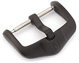 HIRSCH Unisex Dornschließe für Uhrenarmbänder L316 Edelstahl Modell Active 18 mm Schwarz (PVD), matt