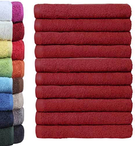 NatureMark 10er Pack Waschlappen | 100% Baumwolle | Frottier Seiflappen | Größe 30 x 30 cm | Frottee Seiftücher im 10er Pack Farbe: Bordeaux rot