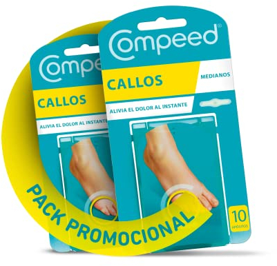 COMPEED Callos Medianos, Tratamiento de pies para la eliminación Natural, Pack 2 x 10 uds.