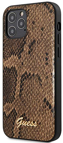 Guess GUHCP12LPUSNSMLBR Script Python Collection Hard Case for iPhone 12 Pro Max 6.7 Inches Brown