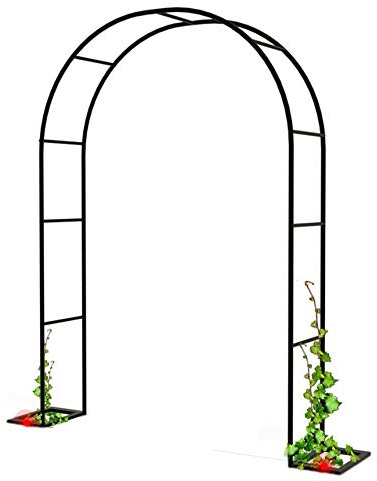 Rosenbogen Metall Rankhilfe Rosen Pflanzen, Große Torbogen Garten pulverbeschichteter Stahl, 230cm hoch, 140 cm /200cm breit, Schwarz Weiß (Black, W180*H220cm（5.9 * 7.2ft）)