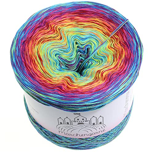 Farbverlaufsgarn 300g - 1140m 4 Fädig Bobbel Strickwolle Häkeln (Wilder Zirkus)