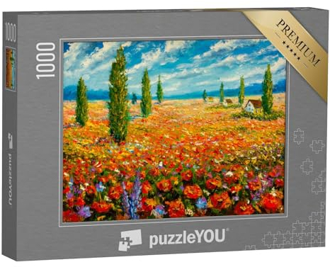 puzzleYOU: Puzzle 1000 Teile „Ölgemälde Einer Blumenwiese von Claude Monet“ – aus der Puzzle-Kollektion Gemälde, Künstler, Ölbilder