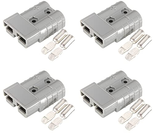 WANGCL 4Pcs Battery Connector,Plug Cable Terminal,600V 50Amp Quick Connection Plug for Forklift Caravan Trailer-Grey