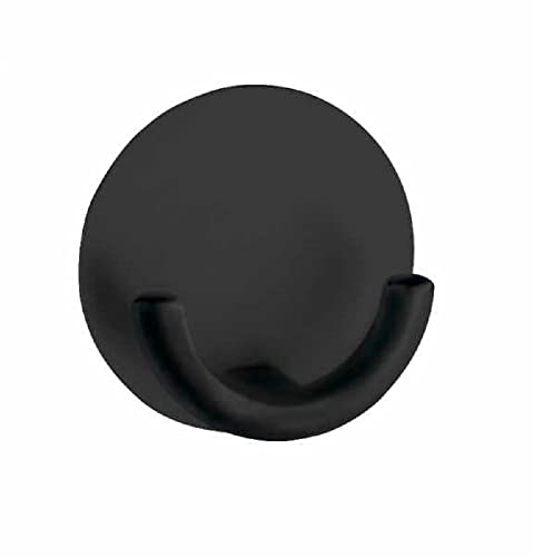 WENKO Küchen- und Wandhaken Rondo, selbstklebender Haken aus rostfreiem Edelstahl zum Befestigen ohne Bohren, (B/H x T): Ø 5,5 x 2,5 cm, Schwarz matt