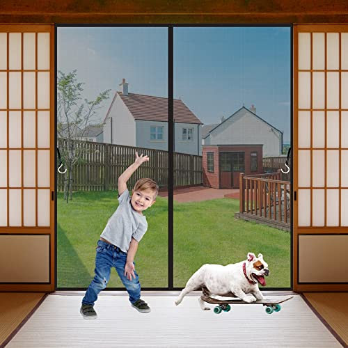 LZHBD Kit Zanzariera per Finestra Grande Misura, 140x205 cm Adesiva con Nastro, Zanzariere Magnetiche Tenda Rete Anti Zanzare Insetti, Nero, Nuova Versione