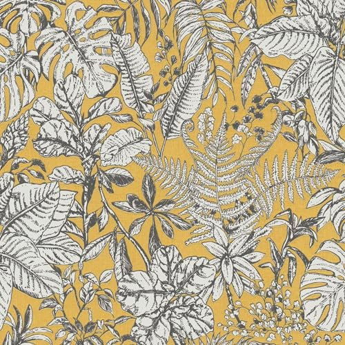 Nature Wallpaper wall Profhome 375203-GU Non-Woven Wallpaper Slightly Textured Retro Style matt Yellow White Grey 5.33 m2 (57 ft2)