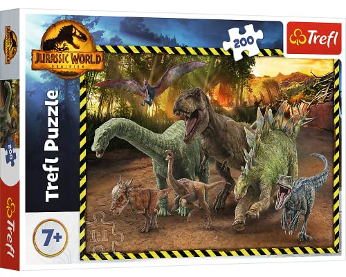 Trefl 13287 200 Elemente, Buntes Puzzle, kreative Unterhaltung, Spaß für Kinder ab 6 Jahren, Dinosaurier aus Jurassic Park, Papier