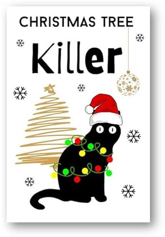 Second Ave - Biglietto di auguri divertente per albero di Natale con gatto