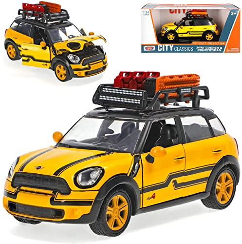 Motormax Mini Cooper Countryman S All4 Gelb mit Dachträger 1/24 Modell Auto