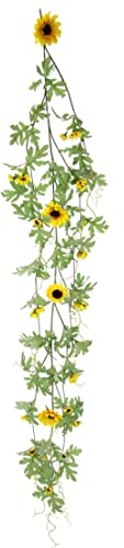 Künstliche Sonnenblumenranke Sonnenblumen Girlande Reben Hängende für Hochzeit Wand Dekoration Kunstblumen Sonnenblume Deko Landhaus Blumenkette Blumengirlande Blumenranke Sommerblumen Kunstblume
