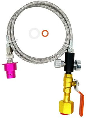 Soda-Schlauch-Set, Soda Maker Quick Connect Co2-Adapter mit Durchflusskontrolle, Kugelhahn, 60 Zoll Hochdruck-Edelstahlschlauch, kompatibel mit Gaia Terra DUO Art Soda-Maschine