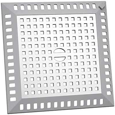 GEFIRE Haarsieb Dusche Quadratisch Abflussabdeckun Duschsieb Abfluss Haare 12,5 X 12,5 cm Silber Hochwertiges Waschbeckensieb, Waschbeckensieb für Bad, KüChe