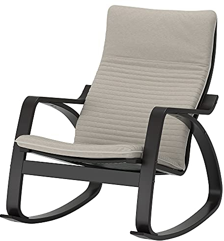 IKEA POÄNG Schaukelstuhl, Schwarz-Braun/Knisa Hellbeige