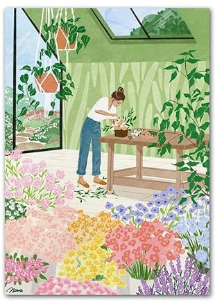 HLSHOE Tropische Pflanze Frau Kaktus Illustration Wandkunst Leinwand Malerei Nordic Poster und Drucke Wandbilder for Wohnzimmer Dekor (Color : 3, Size : 50X70 cm No Framed)
