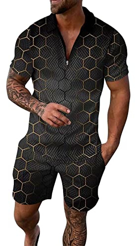 Ensemble Chemise et Short pour Hommes Tenues d'été Costume décontracté à Manches Courtes pour Hommes 2 pièces Ensemble de survêtement Shorts sous-vêtements Poids Lourds Hommes
