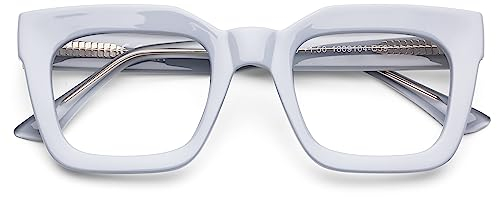 DOOViC Computerbrille ohne Sehstärke Damen mit Blaulichtfilter Gläser Lichtblau Eckig Dicker Rahmen Brille