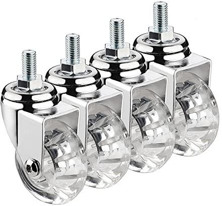 HCZION 50-mm-Lenkrollen, 4er-Set, Industrielle Lenkrollen mit Gewinde, transparente gummierte Trolley-Räder, 35 kg Tragfähigkeit, Gummirollen mit Drehgelenk