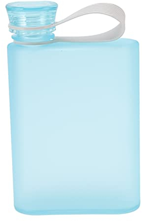 Borraccia Piatta da 380 Ml/13,3 Once, Bottiglia D'acqua Piatta Sottile Riutilizzabile Trasparente, Bottiglia D'acqua di Carta Portatile Quadrata Trasparente Tazza da viaggio portatile per Sport (blu)