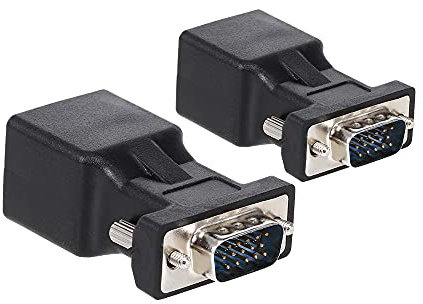 HUIOP 2 pièces Adaptateur VGA vers RJ45 Adaptateur VGA mâle vers RJ45 convertisseur de Port Ethernet CAT5e CAT6 Adaptateur de câble réseau,Convertisseur