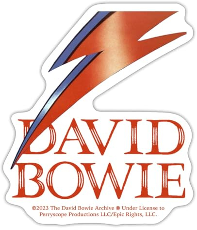 Spreadshirt David Bowie Schriftzug Rot Mit Blitz Sticker, max. 10x10 cm, 10 x 10 cm, Mattweiß