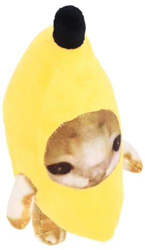 Bananen-Katzen-Plüschtier, Lustige Dekompressions-niedliche Cartoon-weiche Stofftiere für Heimdekoration, Mehrzweckspielzeug (20 cm)
