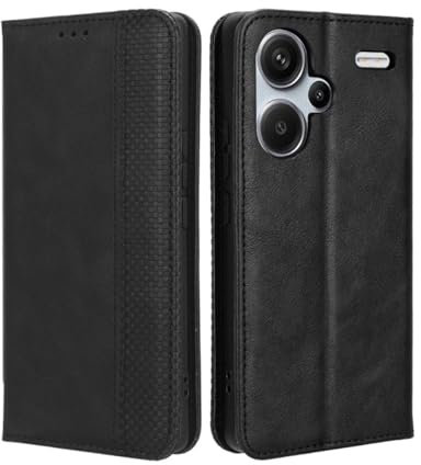GOKEN Coque Folio Cuir Étui pour Xiaomi Redmi Note 13 Pro Plus 5G (Pro+), Antichoc Portefeuille Housse vec Fentes pour Cartes, PU/TPU Bumper Protection Case Cover Fermeture Magnétique (Noir)