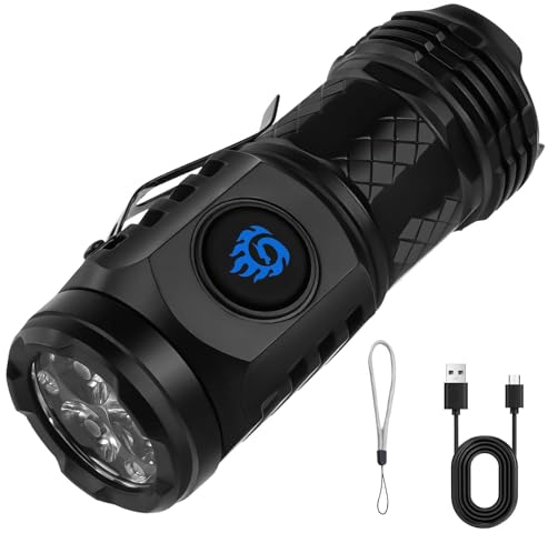 flintronic Mini Taschenlampe mit dreiäugigem Monster, TYP-C Aufladbar LED Taschenlampe Klein, 5 Lichtmodi, Wasserdichte Taschenlampen, LED Handlampe für Kinder, Camping, Outdoor, Wandern, Notfall