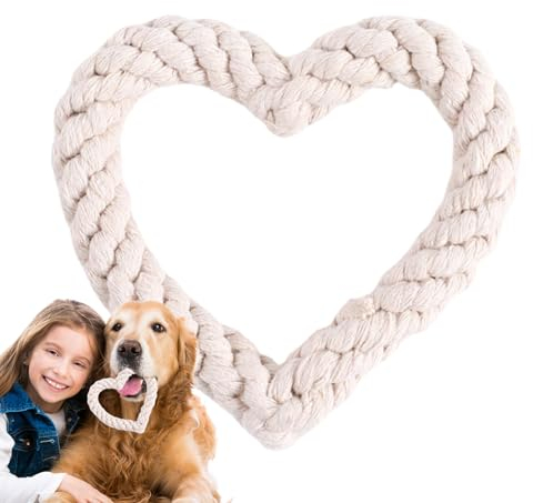 Generisch Herzförmiges Seil-Hundespielzeug - Kauspielzeug für Aggressive Hunde, Herzförmiges Seil-Kauspielzeug für Hunde zum Valentinstag, Spielzeug für Haustiere