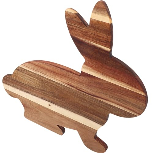 Zerodeko Easter Charcuterie Board, Bunny Shaped Cutting Board 10pcs Rabbit Chopping Board Wood Cheese Board Fruit Food Serving Plate for Butcher Block Vegetables Salad