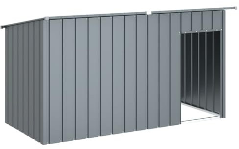vidaXL Caseta para Perros con Tejado, Casa para Animales, Jaula para Perros Mascotas, Perrera Exterior, Acero Galvanizado Gris Antracita
