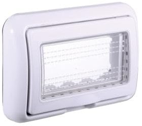 Placca con Coperchio, Supporto Stango Idrobox IP55, Compatibile con Bticino Living Light, Coperchio Modulo Cassetta (4 Posti/Moduli,Bianco)
